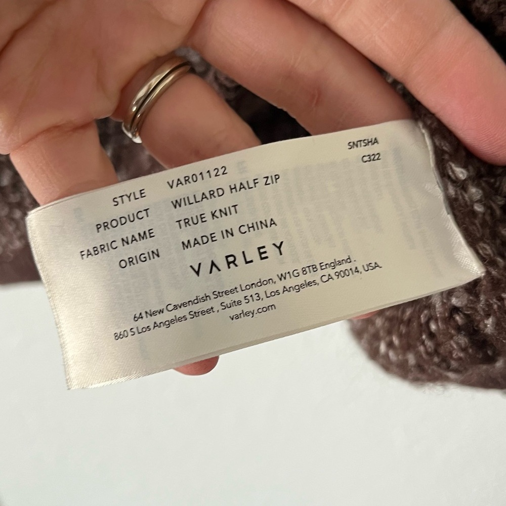Varley Sweater Women's XS Willard Half Zip Coffee Bean Pullover Wool Blend - Picture 7 of 10